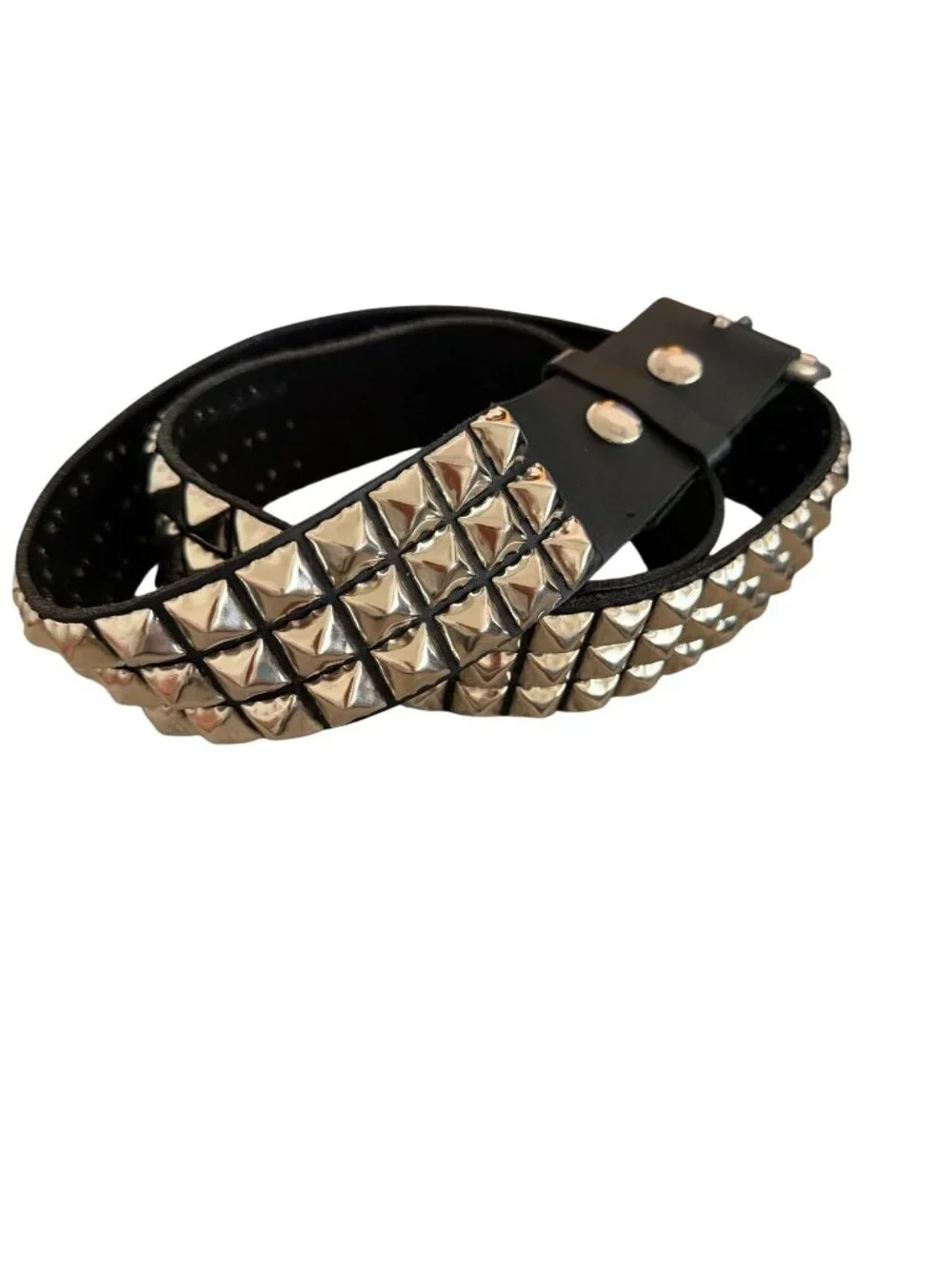 Funk Plus Unisex Pyramid Metal Studded Belt Size Large Black Leather Bold Punk